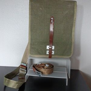 Vintage canvas army bag with extra strap